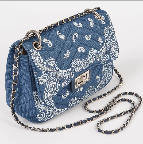 Bandana Denim Quilted Clutch