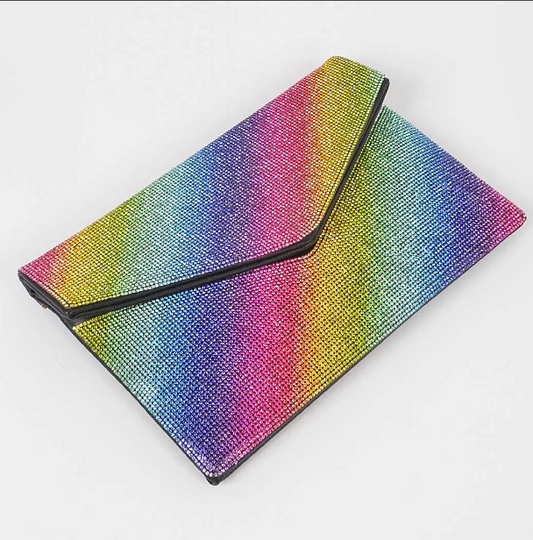 Rainbow Rhinestone Clutch