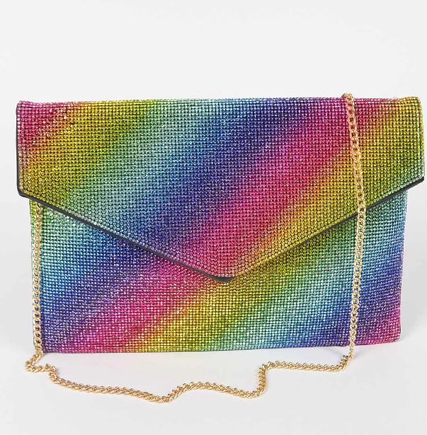 Rainbow Rhinestone Clutch