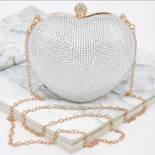 Heart Shape Rhinestone Clutch