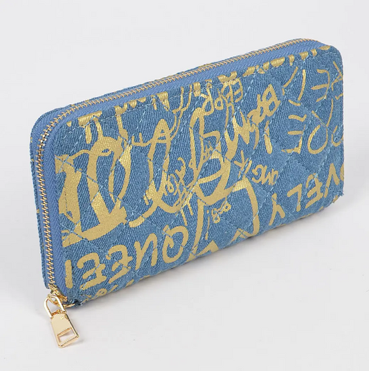 Denim Large Wallet w/Chain