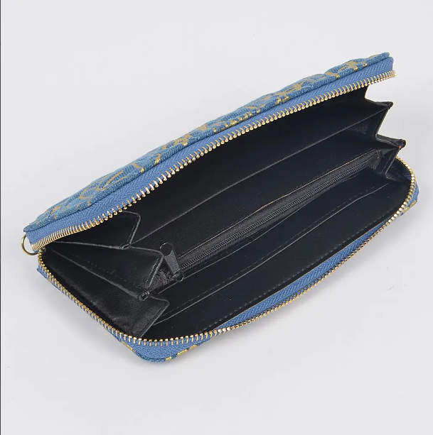 Denim Large Wallet w/Chain