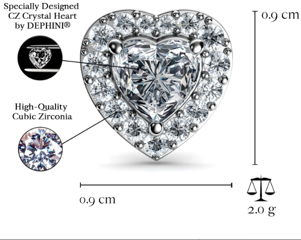 DEPHINI Heart Earrings  925 Sterling Silver Stud Earrings CZ Crystals
