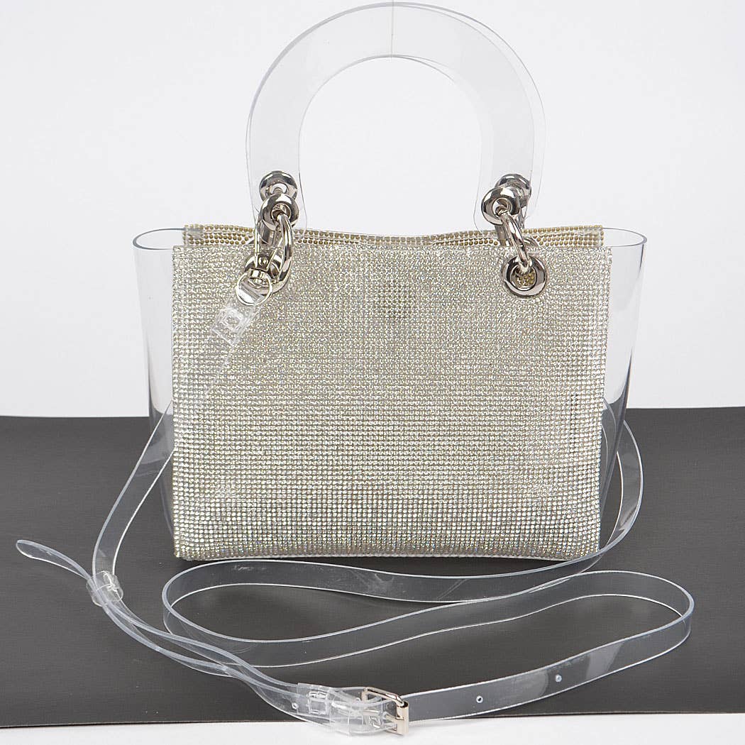Rhinestone Handles Clear Bag