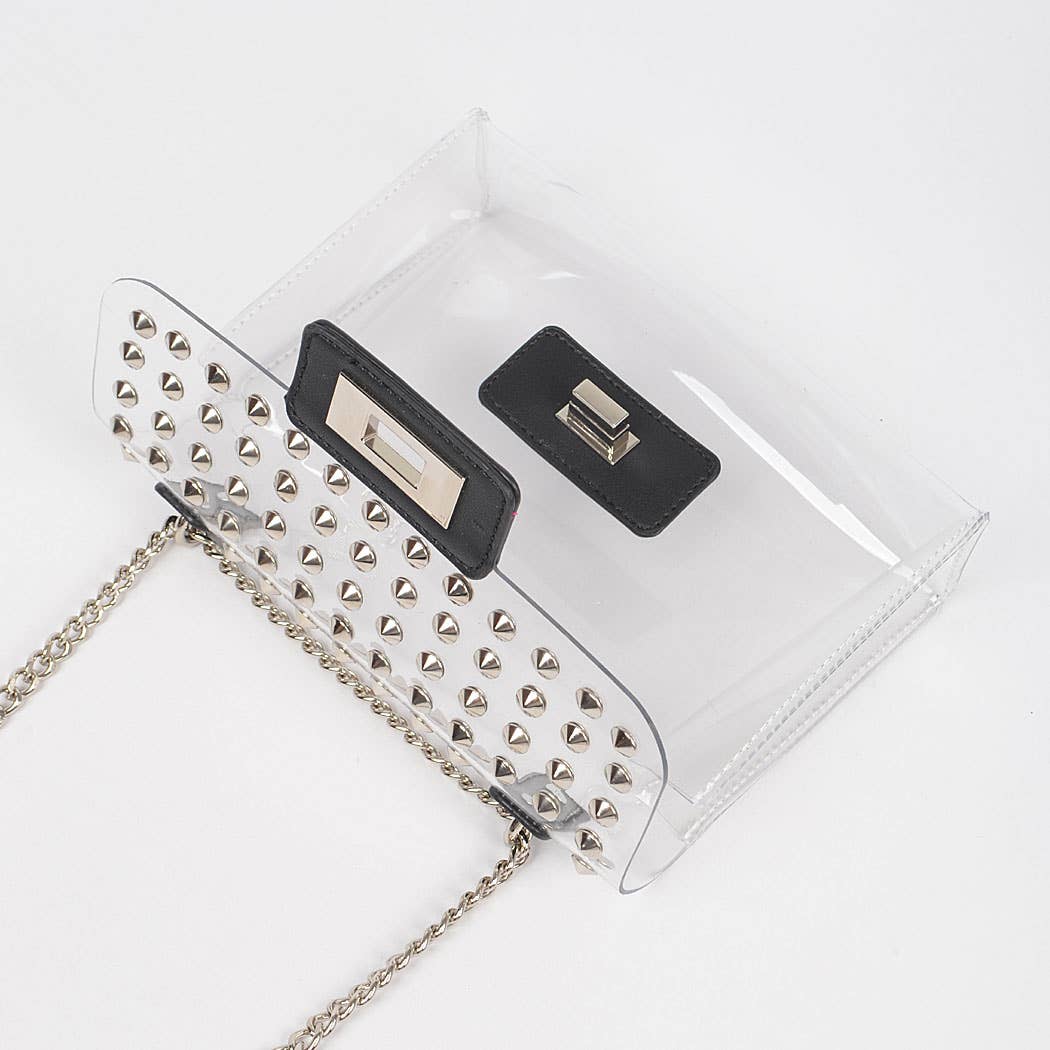 Transparent Stone Studded Chain Bag W/purse