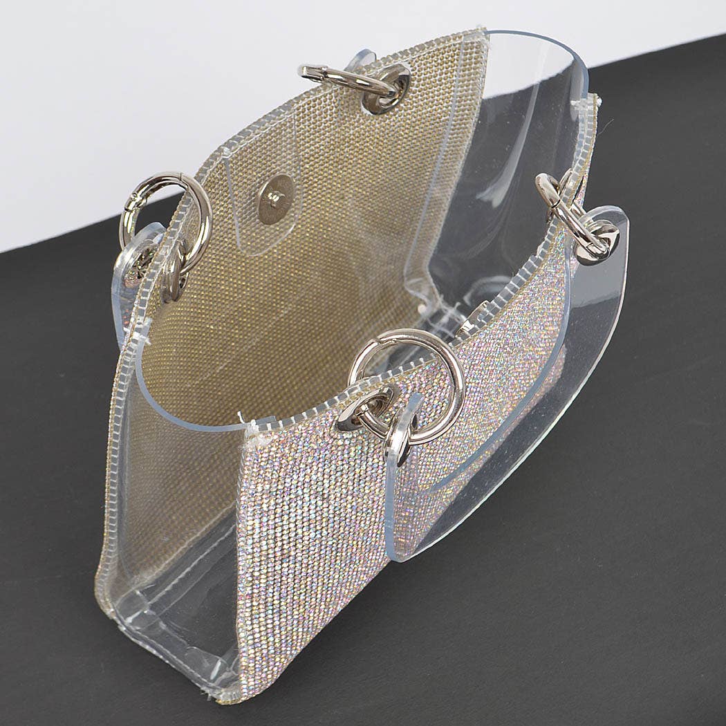 Rhinestone Handles Clear Bag