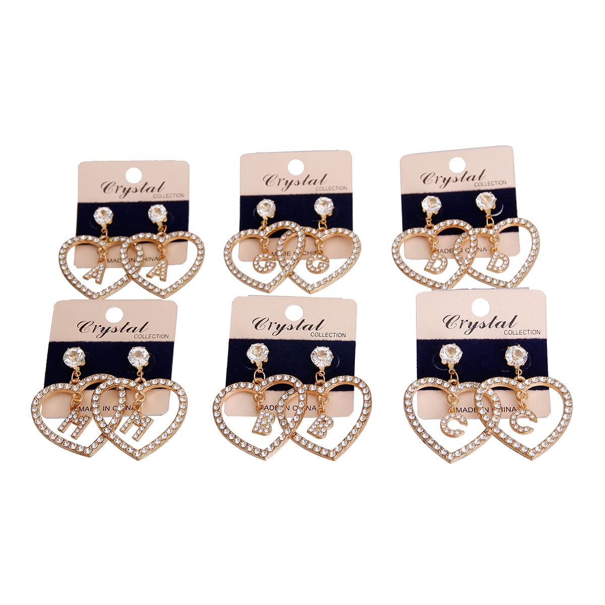 Gold Dangle Initial Heart Earrings