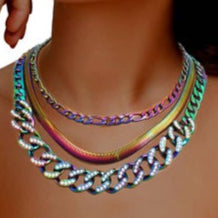 Rainbow Metal 3 Layer Iced Chain