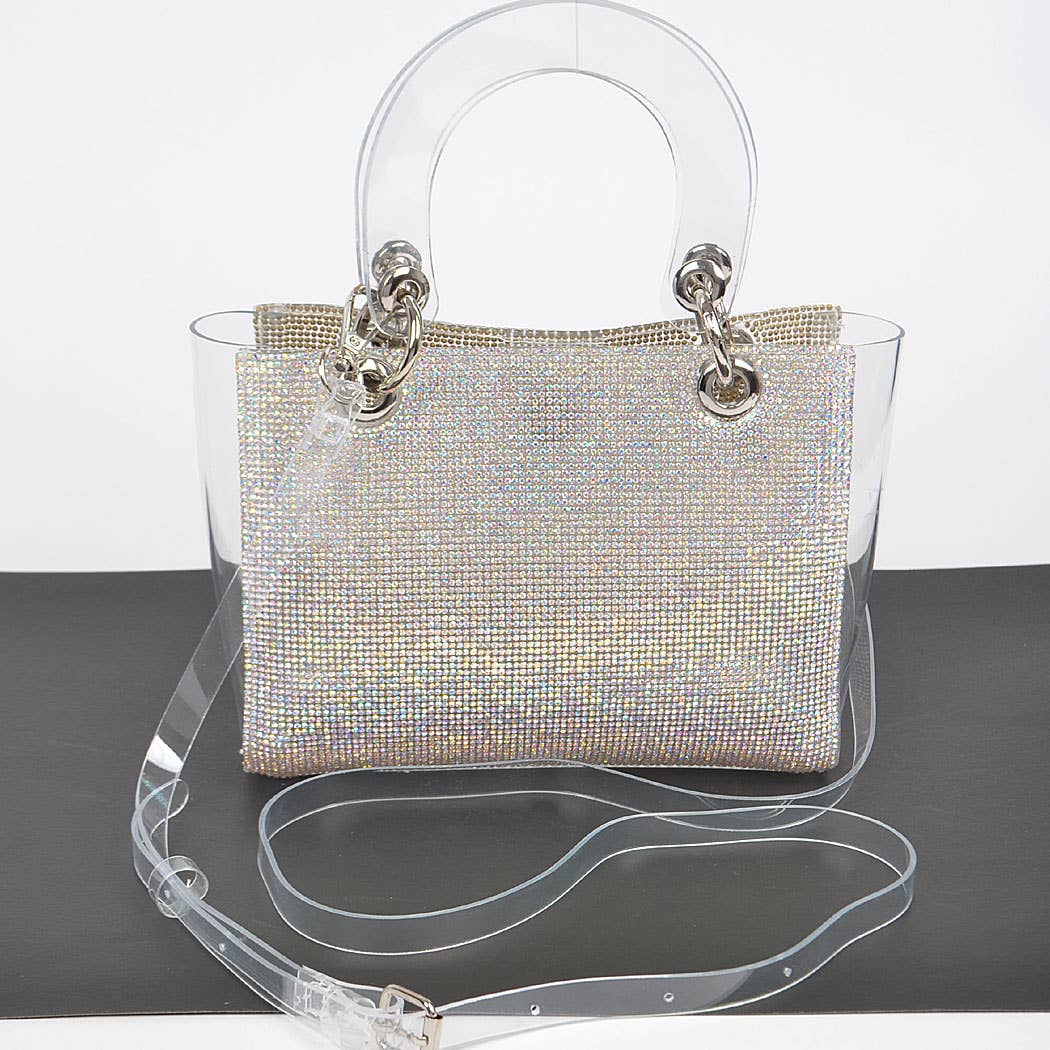 Rhinestone Handles Clear Bag