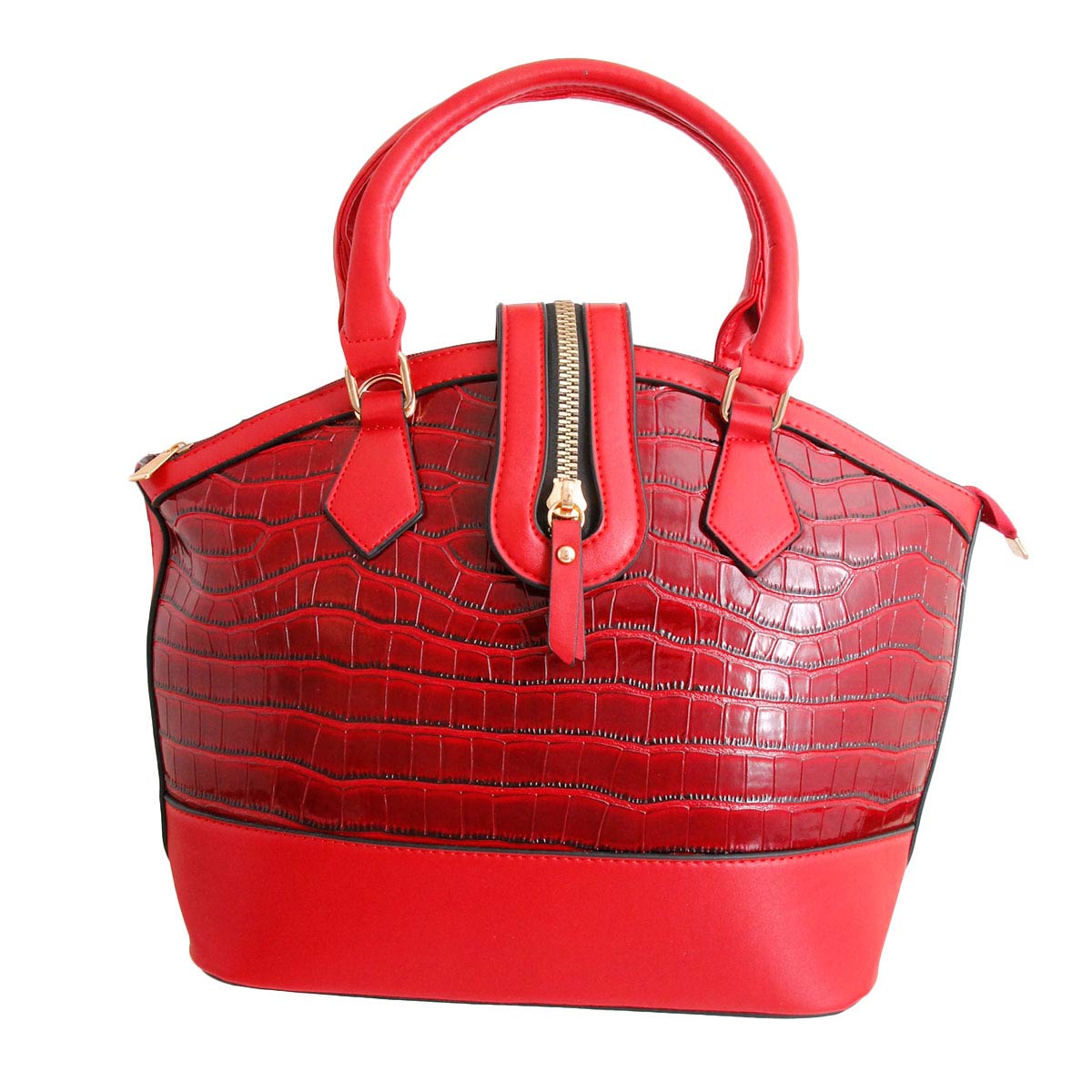Red Croc Zipper Tote Handbag
