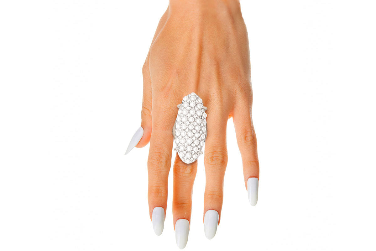 Elongated White Pearl Ring