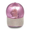 Pink Ribbon Rhinestone Satin Cap