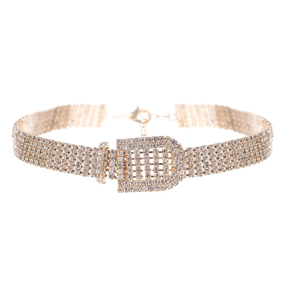 Gold 5 Row Belt Buckle Choker