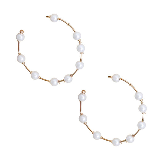 Pearl Studded Hoops