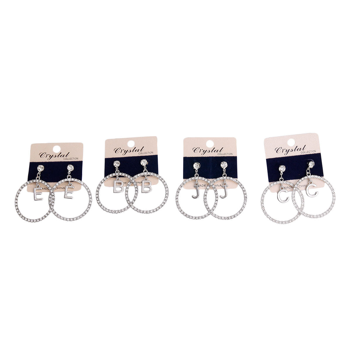 Silver Initial Circle Earrings